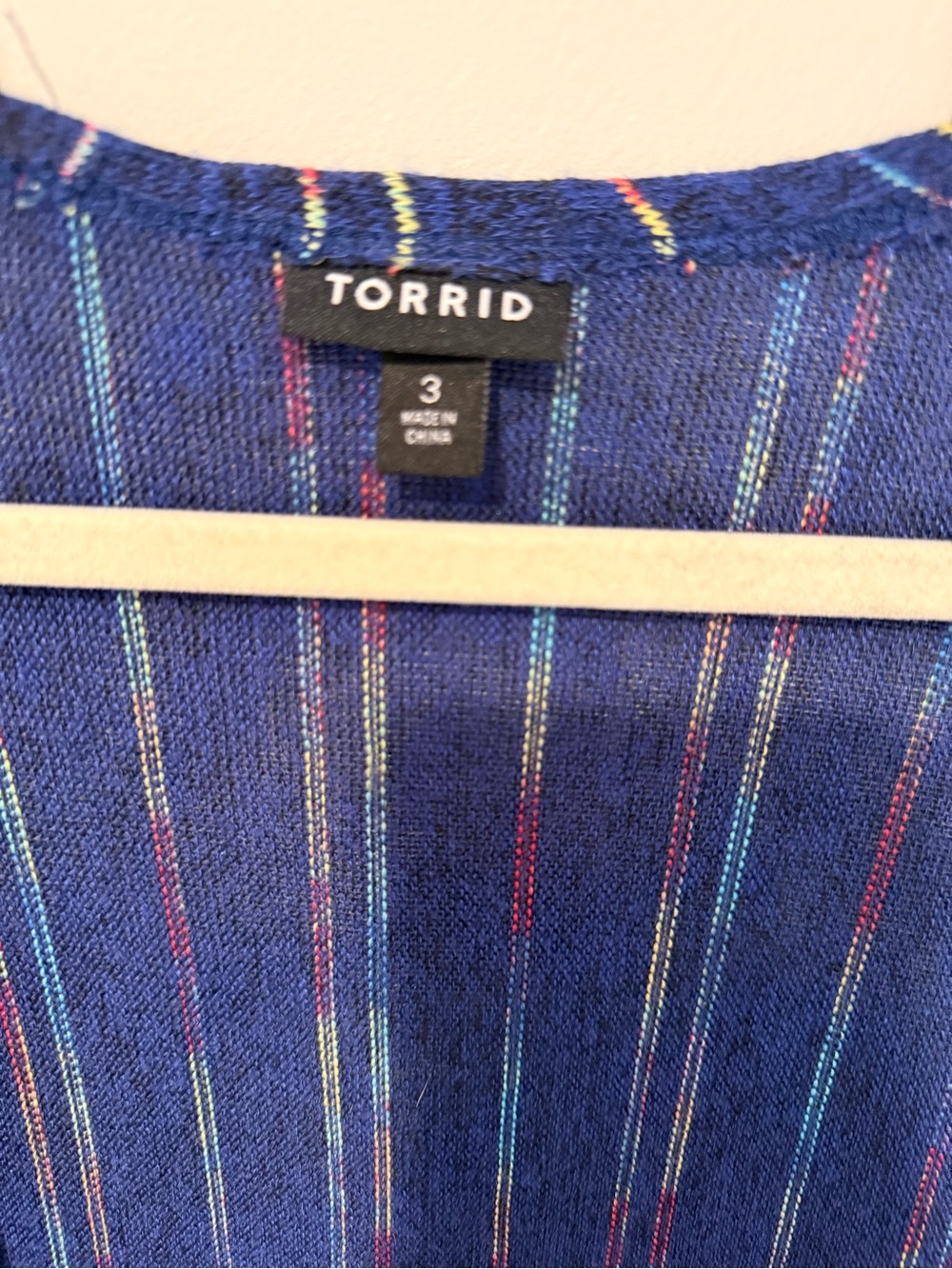 Torrid Blue Striped Open Cardigan with Multicolor Accents Lightweight 3x - Picture 5 of 7